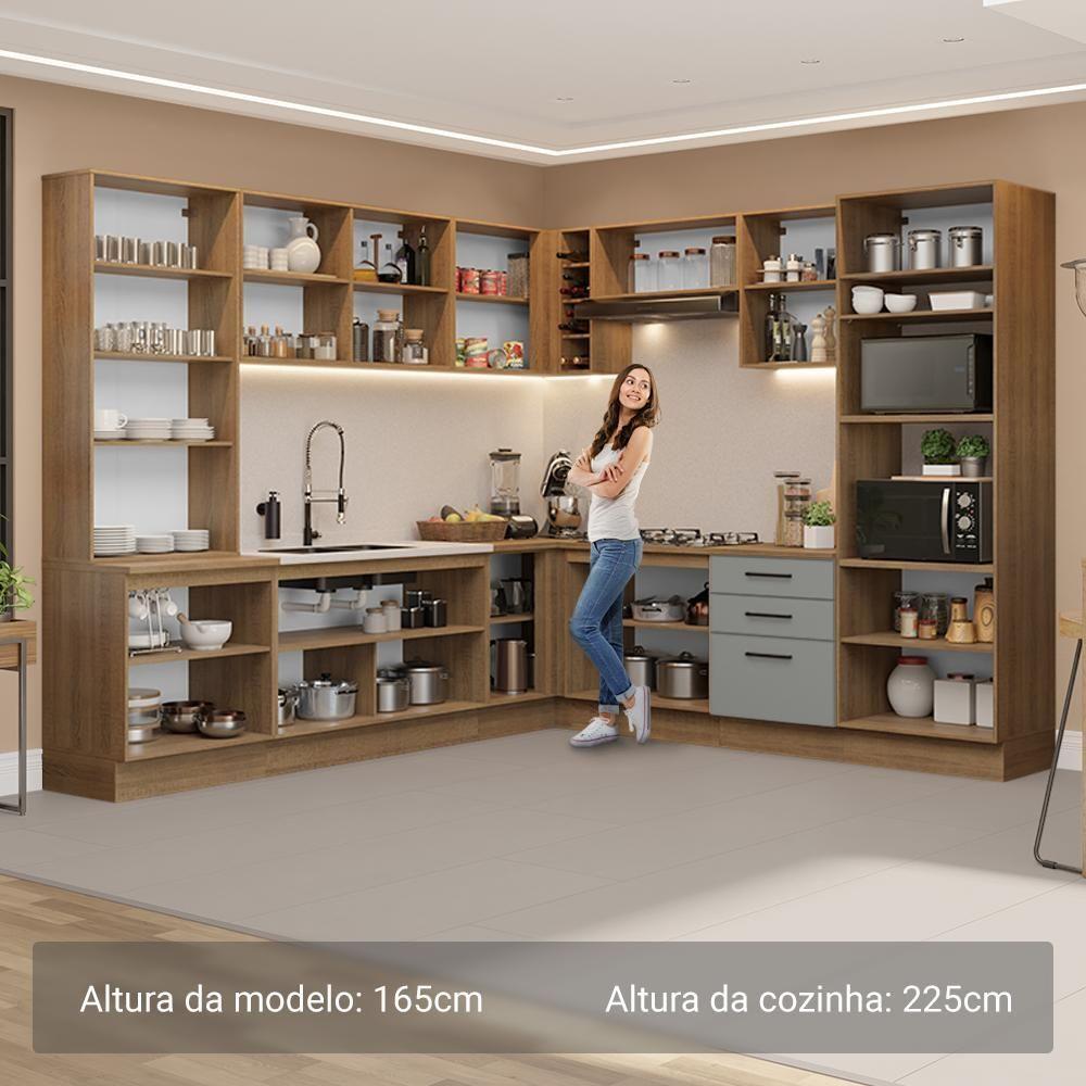 Armário De Cozinha Completa 549cm Rustic/cinza Agata Madesa 01 Rustic/cinza - 8