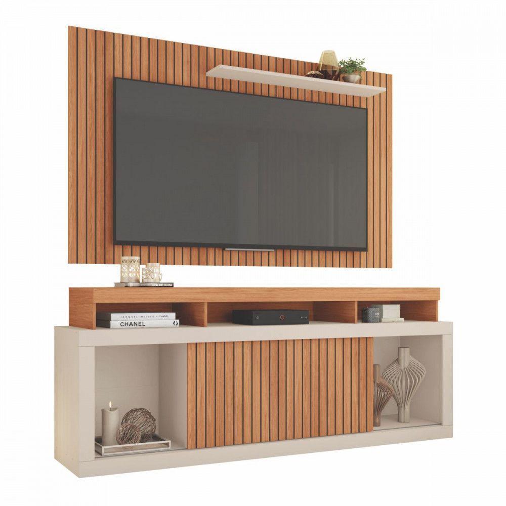 Rack Com Painel New Oscar Tv Até 65 Polegadas Caemmun Freijo Com Off White - 2