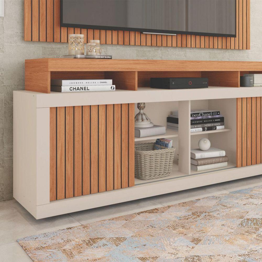 Rack Com Painel New Oscar Tv Até 65 Polegadas Caemmun Freijo Com Off White - 3