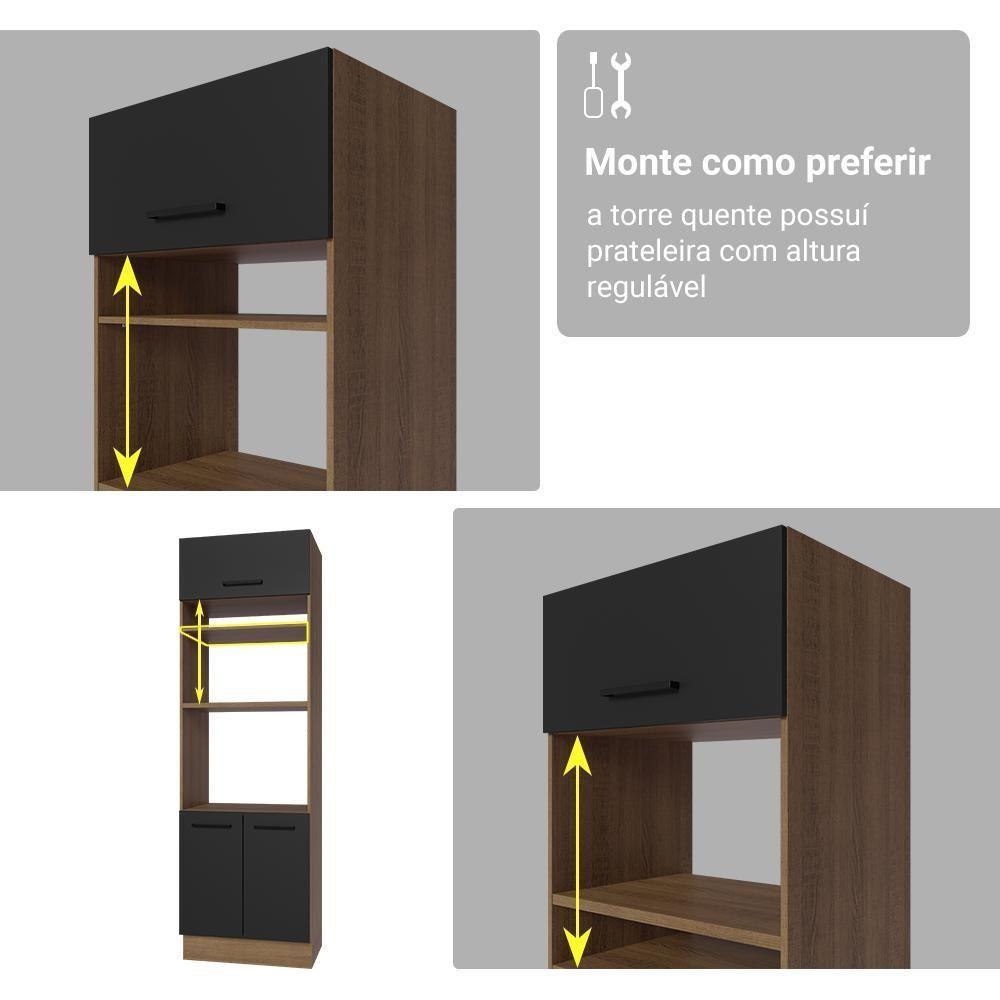Armário De Cozinha Completa 549cm Rustic/preto Agata Madesa 01 Rustic/preto - 2