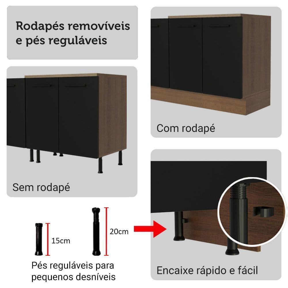 Armário De Cozinha Completa 549cm Rustic/preto Agata Madesa 01 Rustic/preto - 3