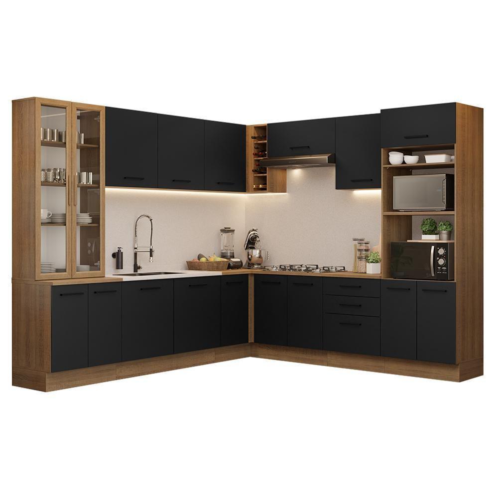 Armário De Cozinha Completa 549cm Rustic/preto Agata Madesa 01 Rustic/preto - 4