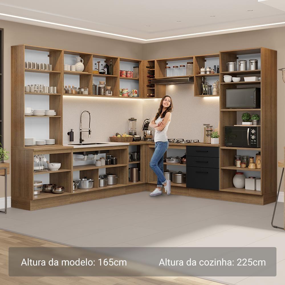 Armário De Cozinha Completa 549cm Rustic/preto Agata Madesa 01 Rustic/preto - 7