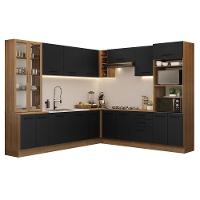 Armário De Cozinha Completa 549cm Rustic/preto Agata Madesa 01 Rustic/preto