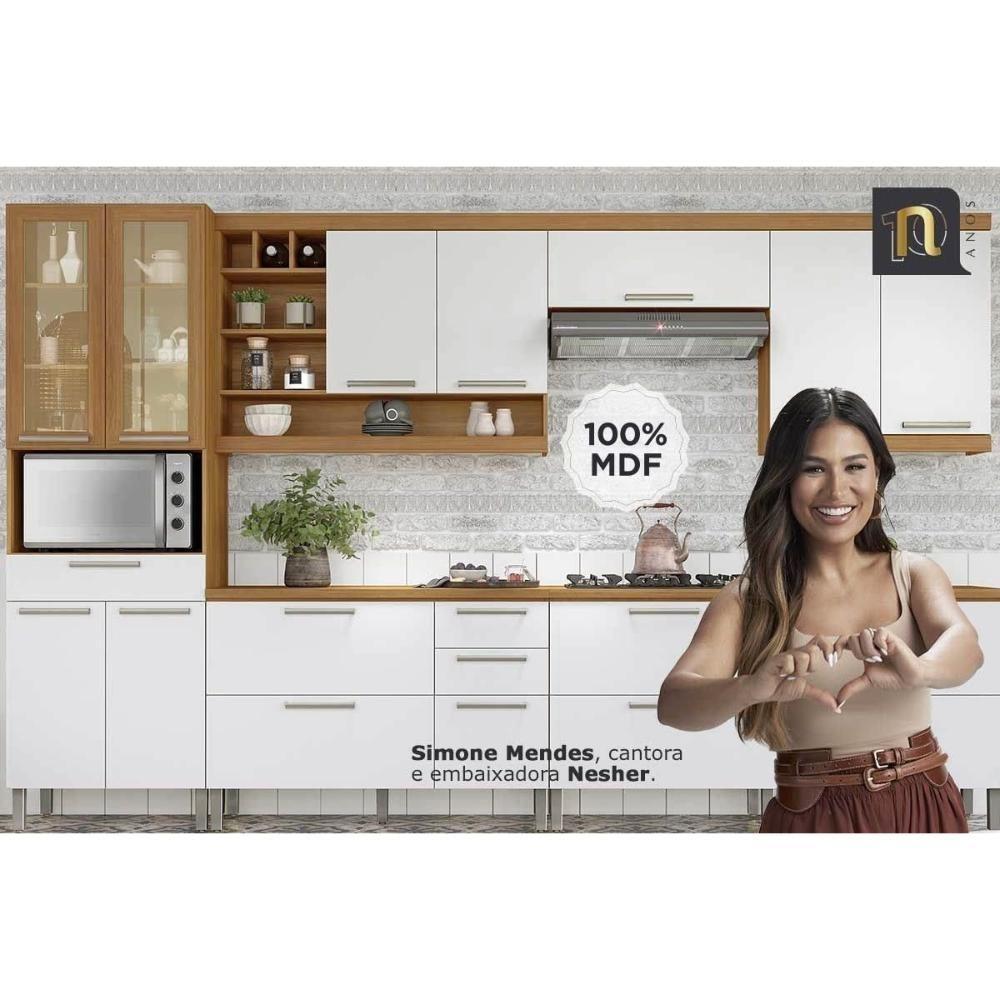 Bancada Ilha Cozinha Burguesa Com 3 Portas E 4 Gavetas Freijó Grafite - 3