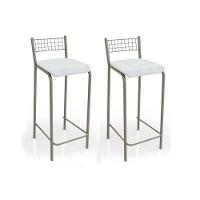 Banqueta De Cozinha Gênova 2b705nk Kit 2 Un Niquel Courano Branco - 1