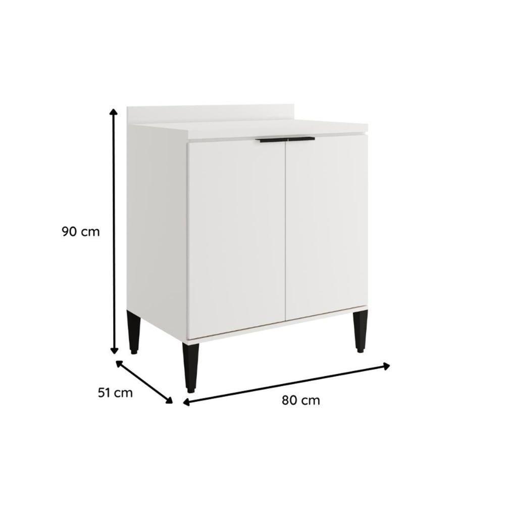 Balcão De Cozinha Modulado Alpha 2507 2 Portas Com Tampo 80cm Branco - 3