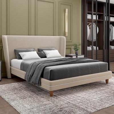 Cama Casal Queen Base Box Pés Madeira 168cm Suném P05 Veludo Bege - Lyam Decor