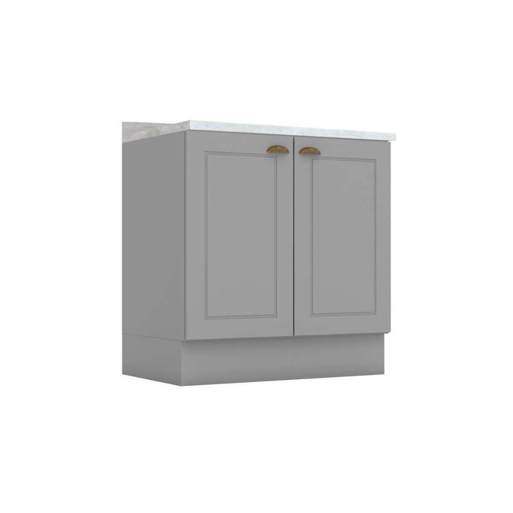 Balcão De Cozinha Modulado Com Tampo Americana Com 2 Portas 80cm Cinza - 1