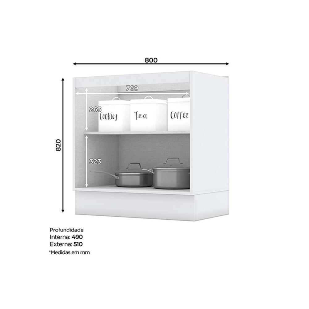 Balcão De Cozinha Modulado Com Tampo Americana Com 2 Portas 80cm Cinza - 5