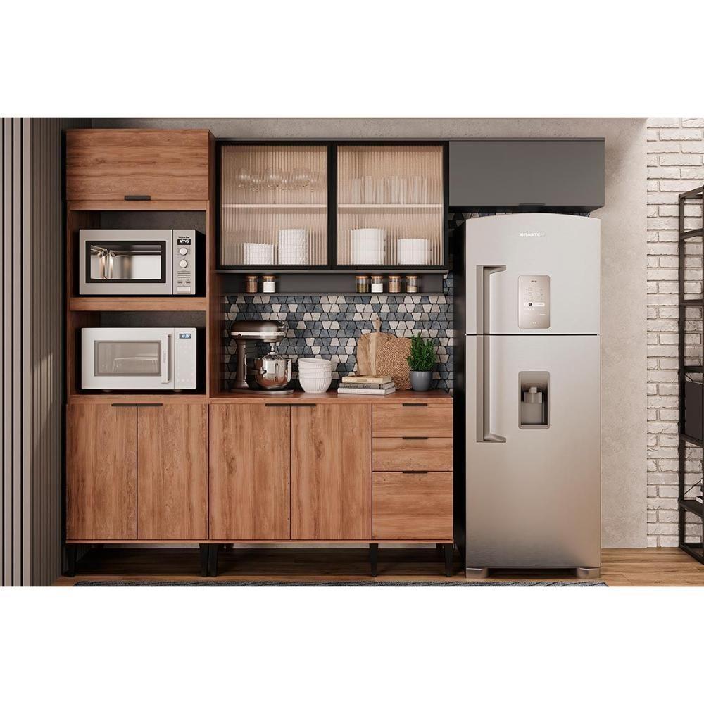 Balcão De Cozinha Modulado Alpha 2506 3 Portas E 2 Gavetas Com Tampo 120cm Freijó Off White - 7