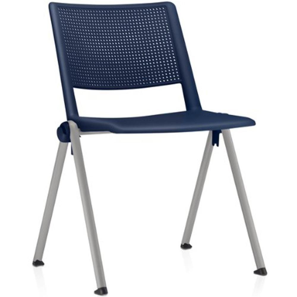 Cadeira Empilhável Fixa Lift F02 Base Aço Cinza Azul - Lyam Decor - 1