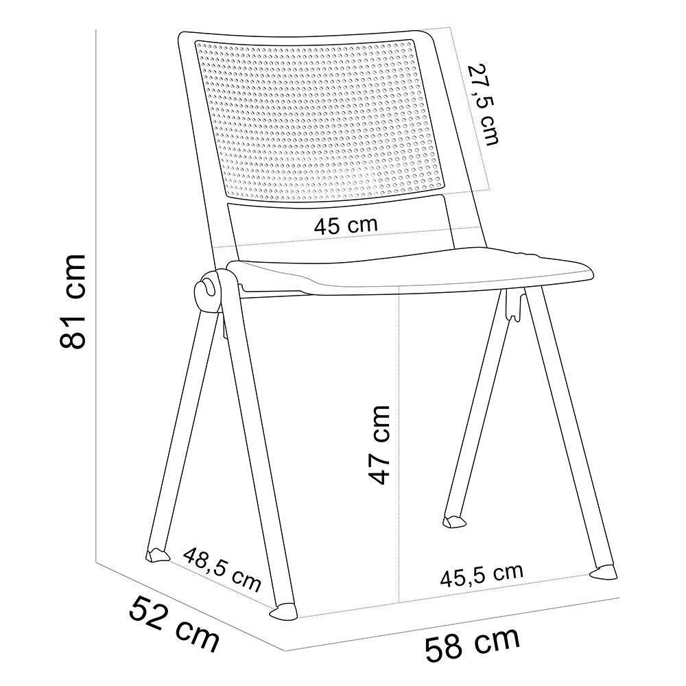 Cadeira Empilhável Fixa Lift F02 Base Aço Cinza Azul - Lyam Decor - 3