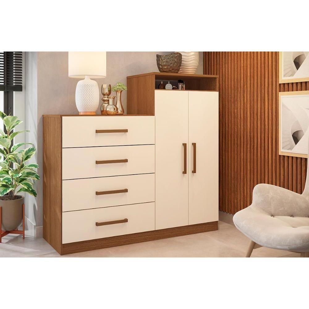 Cômoda Juvenil áurea C- 2 Portas E 4 Gavetas Amendola-off White - Demóbile - 1