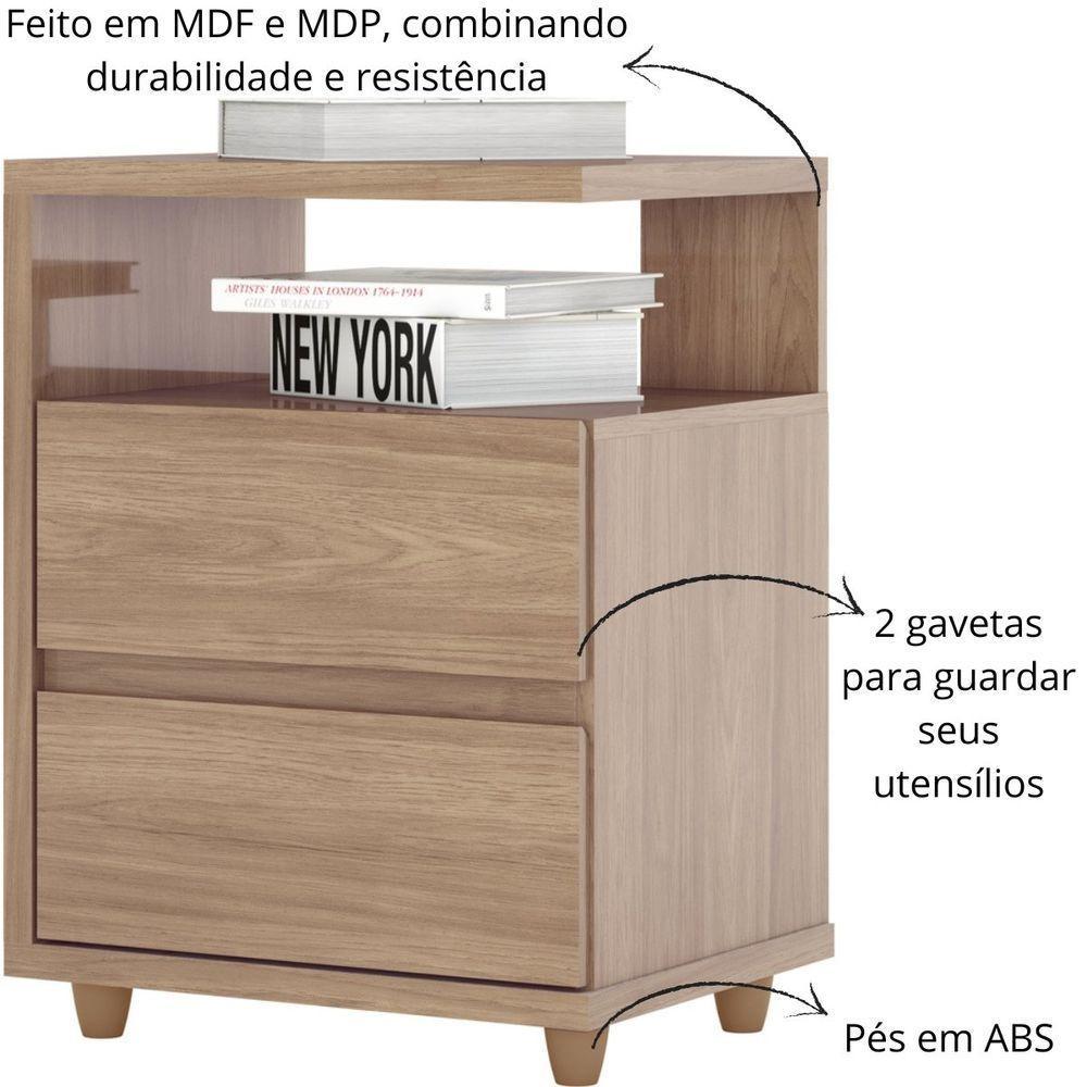 Mesa De Apoio E Cabeceira 2 Gavetas Chanfradas - Campeche - Jequitibá Brilho - 4
