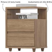 Mesa De Apoio E Cabeceira 2 Gavetas Chanfradas - Campeche - Jequitibá Brilho - 3