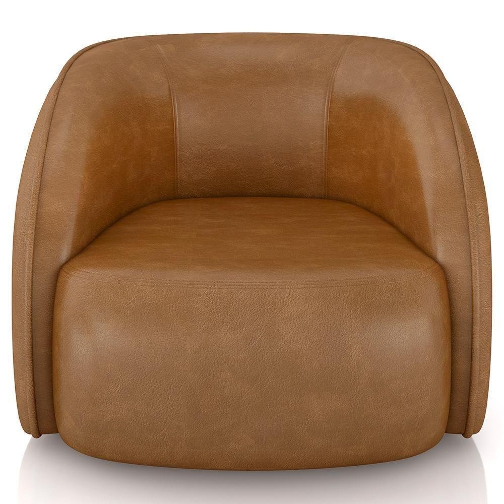 Kit Sofá 4 Lugares Eron 240cm Com Poltrona Giratória Angelina M03 Couríssimo Whisky - Lyam Decor - 4