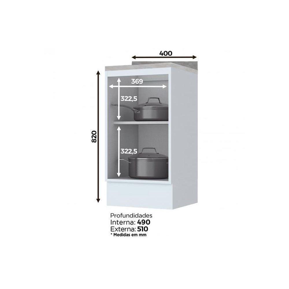 Balcão De Cozinha Modulado Com Tampo Americana Com 1 Porta 40cm Branco - 3