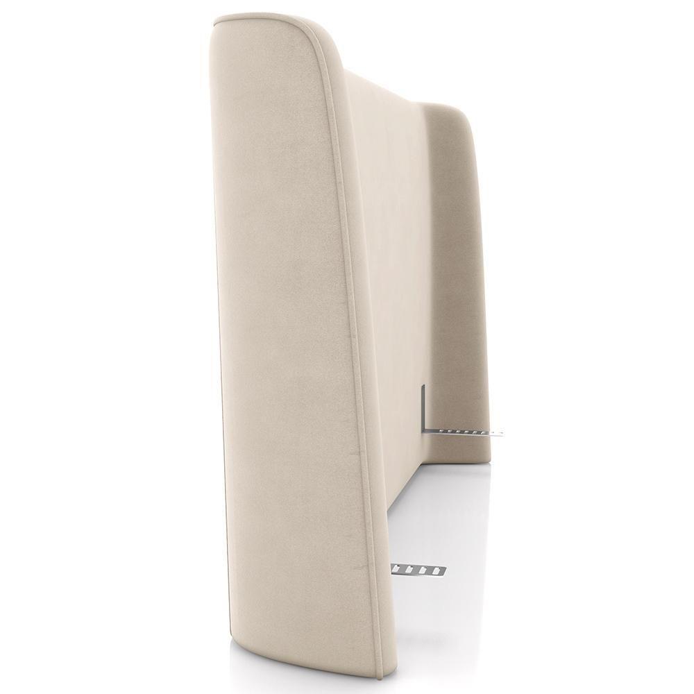 Cabeceira King Nilo 195cm Com Cama Pés Madeira Suném P05 Veludo Bege - Lyam Decor - 8