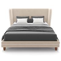 Cabeceira King Nilo 195cm Com Cama Pés Madeira Suném P05 Veludo Bege - Lyam Decor - 3