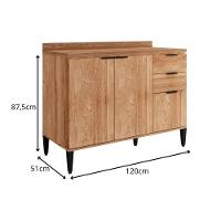 Balcão De Cozinha Modulado Alpha 2506 3 Portas E 2 Gavetas Com Tampo 120cm Branco - 2