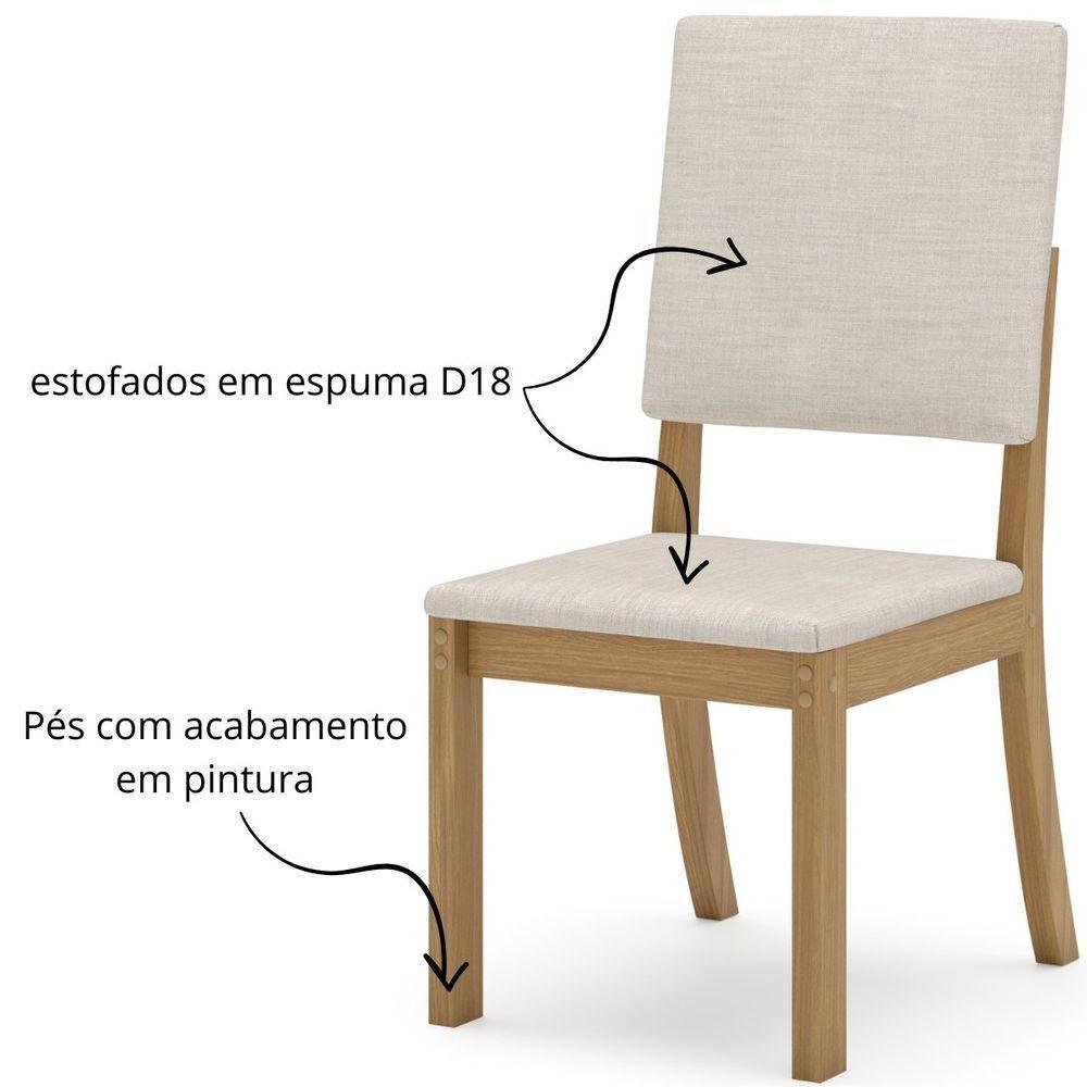 Kit Com 4 Cadeiras De Jantar Milla - Nature - Linho - 3