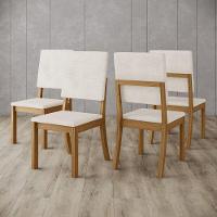 Kit Com 4 Cadeiras De Jantar Milla - Nature - Linho - 1