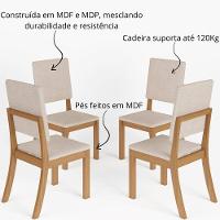 Kit Com 4 Cadeiras De Jantar Milla - Nature - Linho