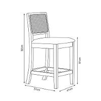 Kit 2 Banquetas Altas Em Tela Sextavadas Assento Estofado Linho Bege Rubi Madeira Maciça Mel - 5