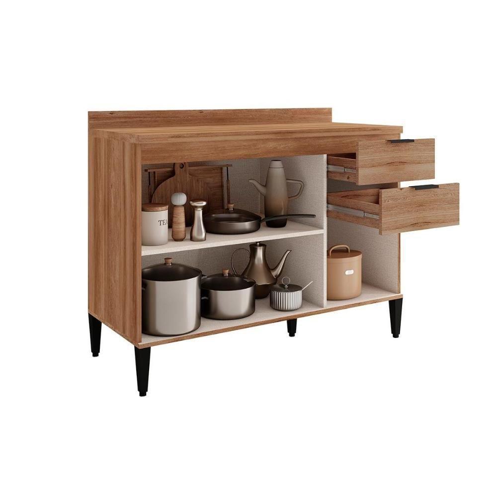 Balcão De Cozinha Modulado Alpha 2506 3 Portas E 2 Gavetas Sem Tampo 120cm Branco - 3