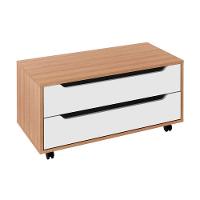 Bancada De Banheiro C- Rodizio Bn3643 S- Cuba C- 2 Gavetas 80cm Amêndoa-branco - Tecno Mobili