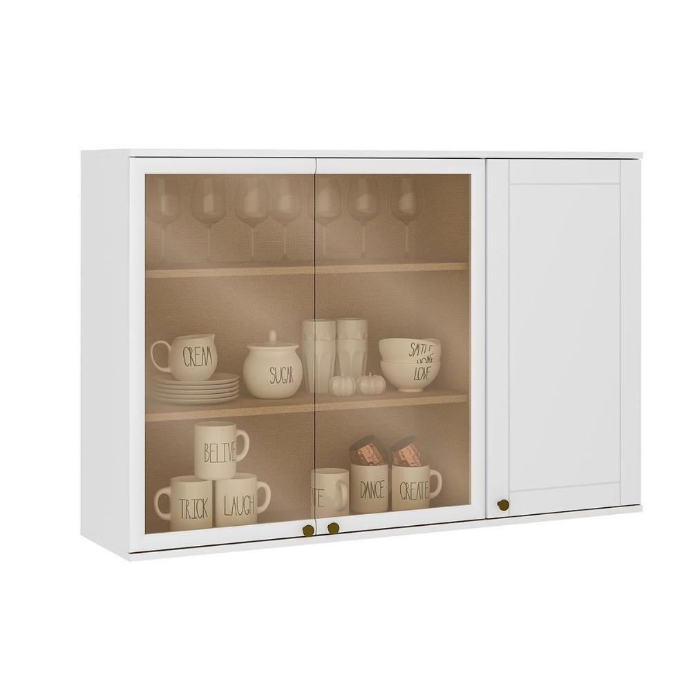 Armário De Cozinha Modulado Bella 2600 Com 3 Portas 2 Com Vidro 120cm Branco - 1