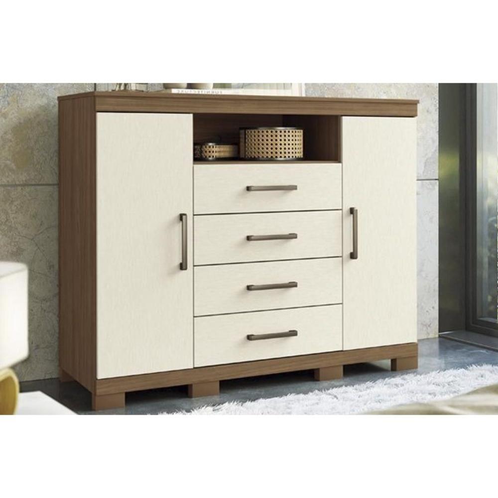 Cômoda Casal Master C- 2 Portas 1 Nicho E 4 Gavetas C- Pés Jatobá-areia - Santos Andirá - 1