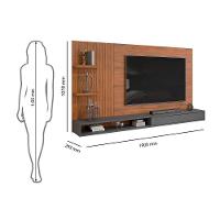 Painel Quarto P- Tv Até 60 Polegadas Bento Ripado C- Prateleiras 190x107cm Cedro-bali - Dj Móveis - 2