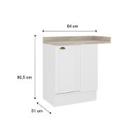 Balcão De Cozinha Modulado Com Tampo Bella 2611 Canto Reto Com 1 Porta 94cm Branco - 2