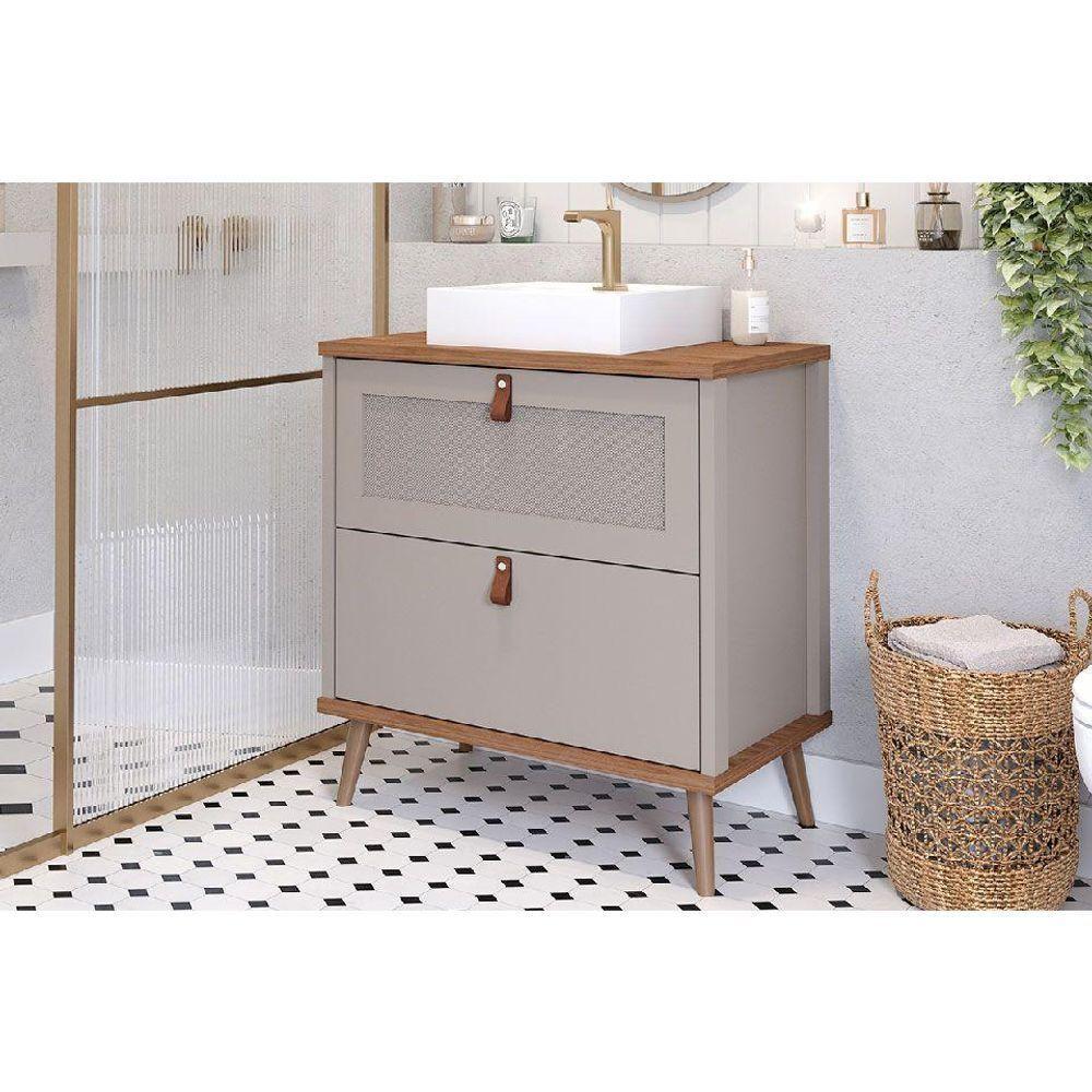 Balcão P- Banheiro Vêneto 1 Porta E 1 Gaveta C- Cuba 80cm Cappuccino-freijo - Mgm - 1