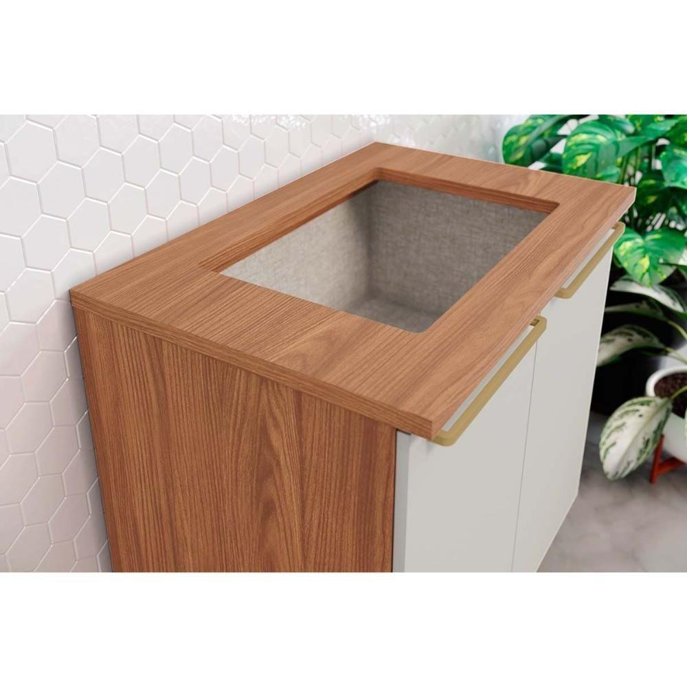 Balcão Cozinha Para Cooktop Com Tampo Requinte Com 2 Portas 80cm Nature Areia - 5