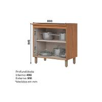 Balcão Cozinha Para Cooktop Com Tampo Requinte Com 2 Portas 80cm Nature Areia - 3