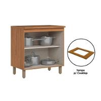 Balcão Cozinha Para Cooktop Com Tampo Requinte Com 2 Portas 80cm Nature Areia
