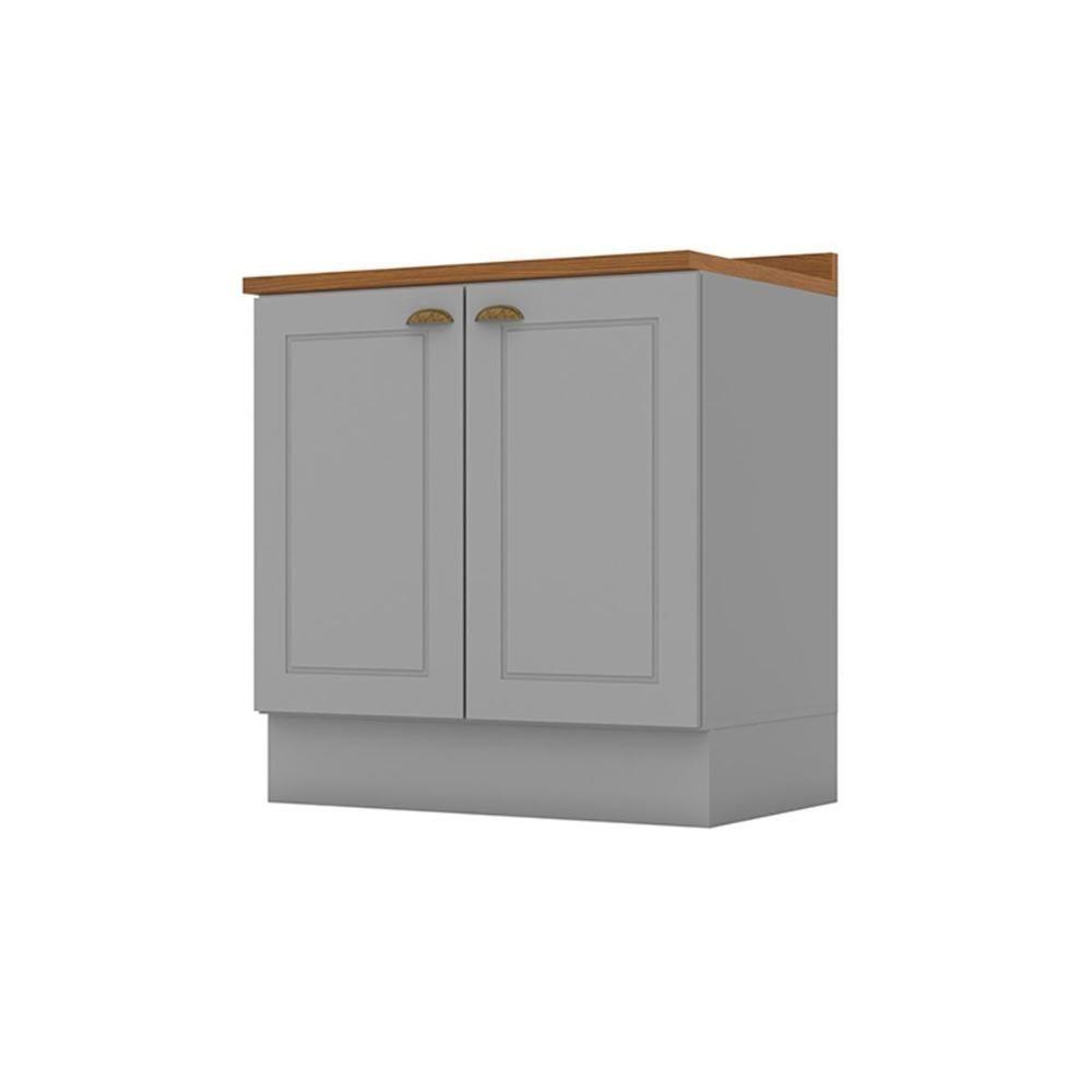 Balcão De Cozinha Modulado Com Tampo Americana Com 2 Portas 80cm Cinza - 1