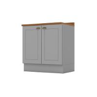 Balcão De Cozinha Modulado Com Tampo Americana Com 2 Portas 80cm Cinza - 1