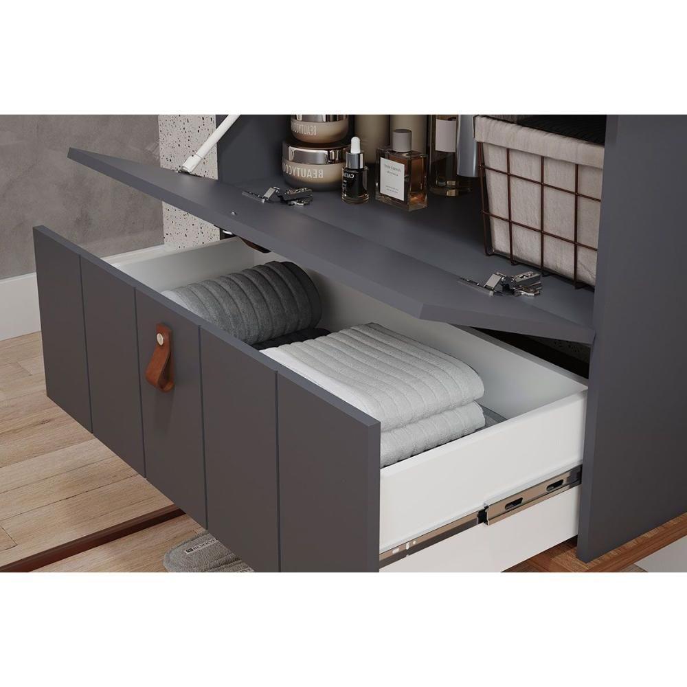 Balcão P- Banheiro Milano 1 Porta E 1 Gaveta C- Cuba 60cm Titanium-freijo - Mgm - 7