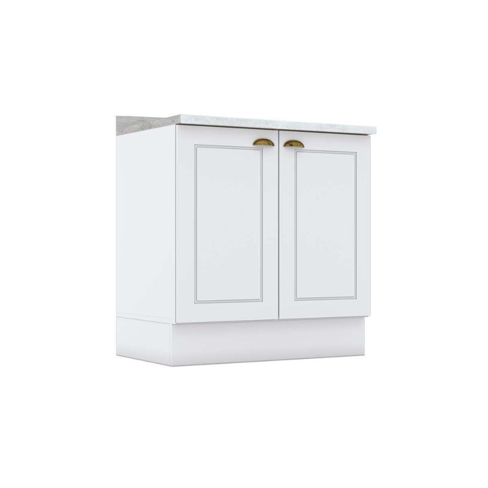 Balcão De Cozinha Modulado Com Tampo Americana Com 2 Portas 80cm Branco - 1