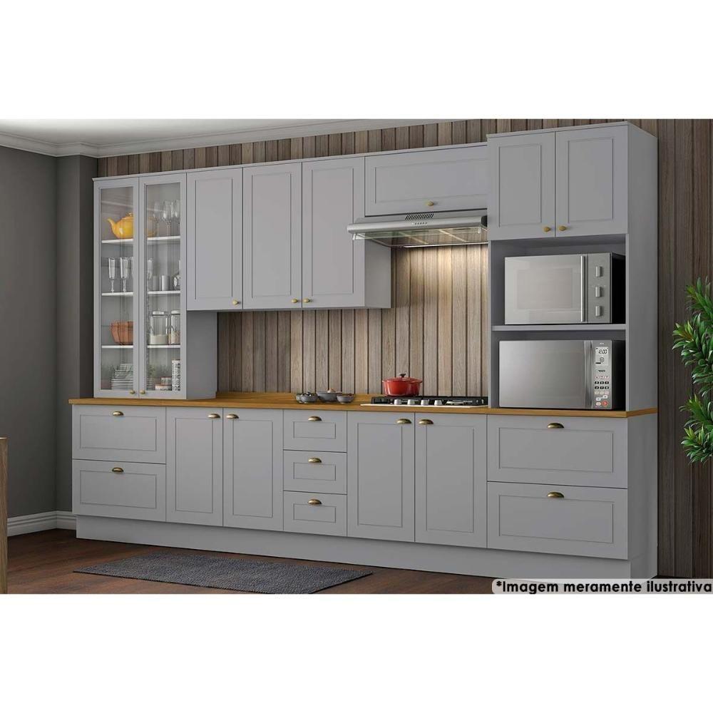 Balcão De Cozinha Modulado Com Tampo Americana Com 2 Portas 80cm Branco - 6