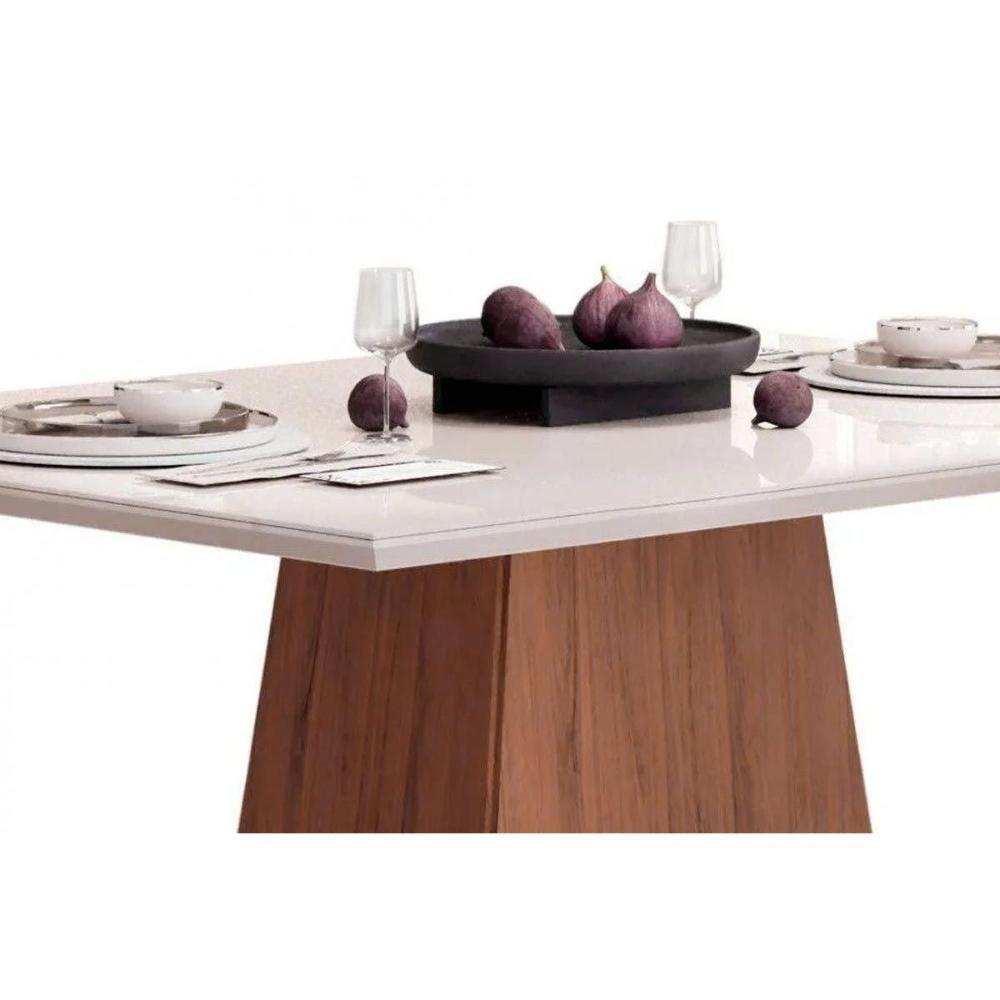 Cozinha Completa Dulce Tampo Madeirado Com Vidro Reto 120x90cm E 4 Cadeiras Lia Cedro Off White Suede Kraft - 7