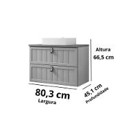 Balcão P- Banheiro Suspenso Sense C- Cuba 1 Gaveta E 1 Porta Basculante 80cm Titanium-freijo - Mgm - 2