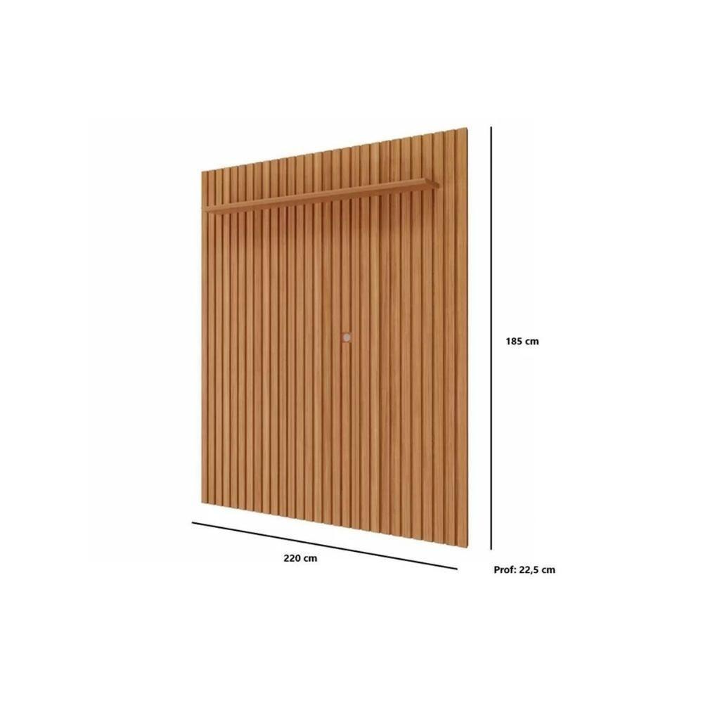 Painel Quarto P- Tv Até 65 Pol Maragogi C- Prateleira Ripado 185x220cm Cinamomo - Permóbili - 3