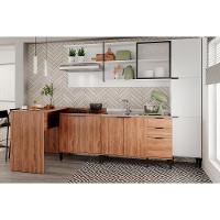 Armário Aéreo Cozinha Modulado Alpha 2504 Com 1 Porta Com Vidro Canelado 200cm Freijó - 3