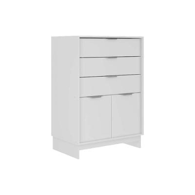 Cômoda Juvenil 1112 com 3 Gavetas em MDF com Puxador de Metal Branco
