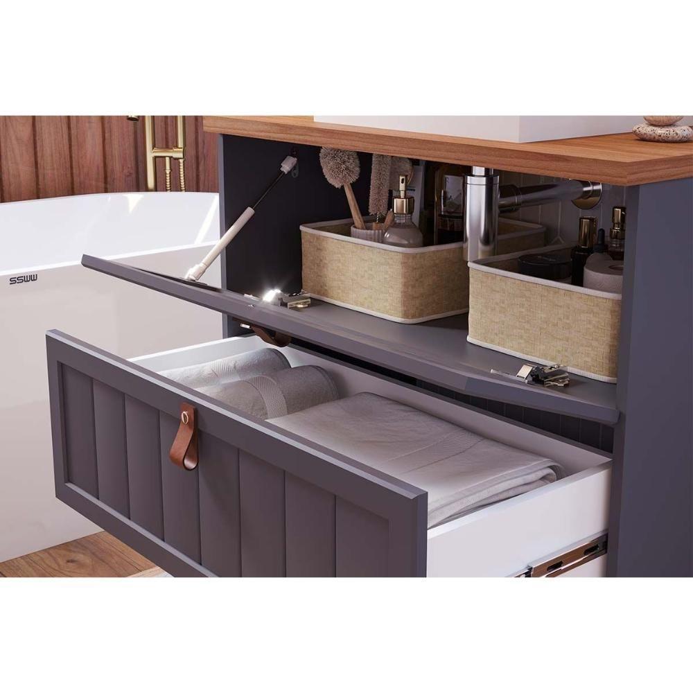 Balcão P- Banheiro Suspenso Sense C- Cuba 1 Gaveta E 1 Porta Basculante 80cm Pistache-freijo - Mgm - 4